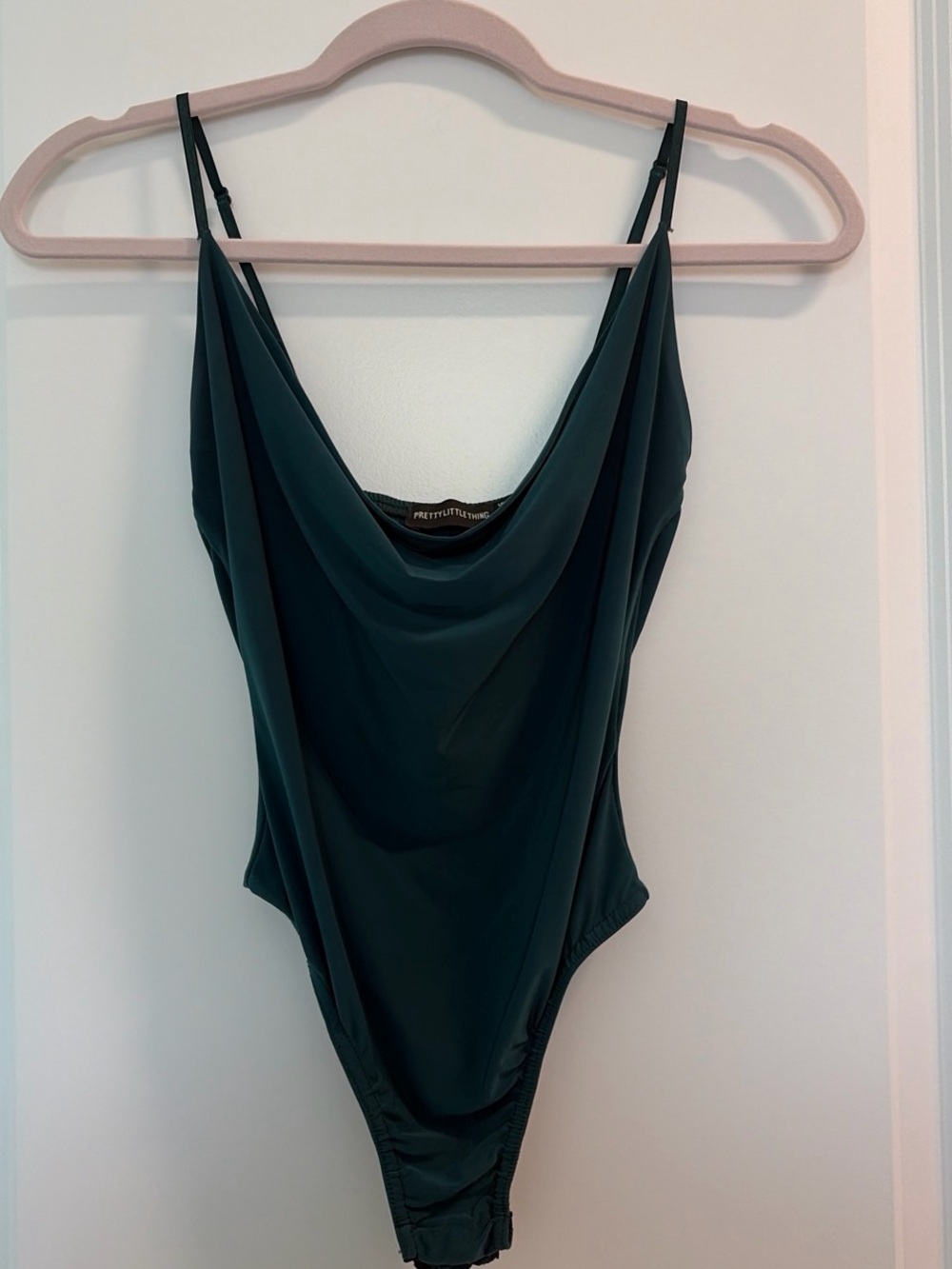 PrettyLittleThing Dark Teal Cowl Neck Bodysuit
